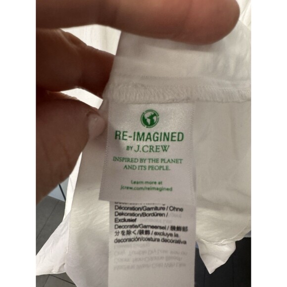 J Crew Smocked Cotton Poplin One-Shoulder Dress White XS Coastal Boho Resortwear - Picture 11 of 13